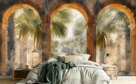 Self Adhesive Old Style Tropical Wallpaper – detail view, Golden Era Walls