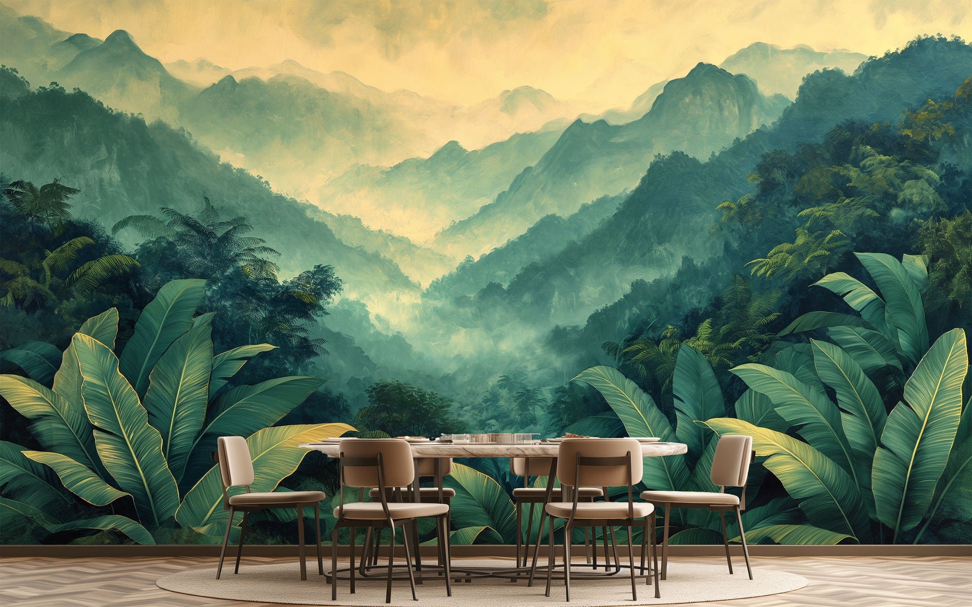 Palm Tree Tropical Wallpaper – lifestyle view, Golden Era Walls