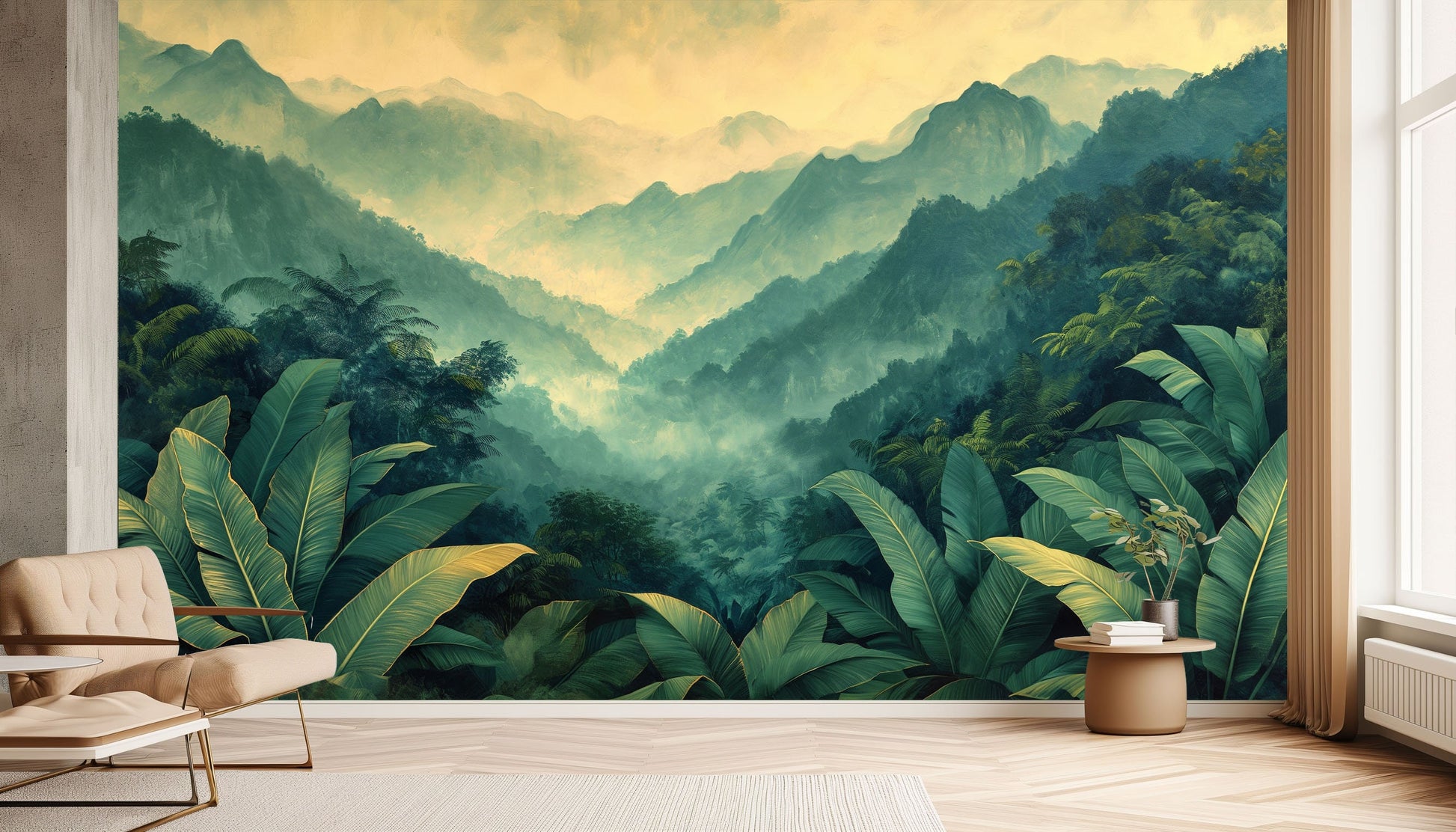 Palm Tree Tropical Wallpaper – detail view, Golden Era Walls