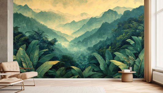 Palm Tree Tropical Wallpaper – detail view, Golden Era Walls