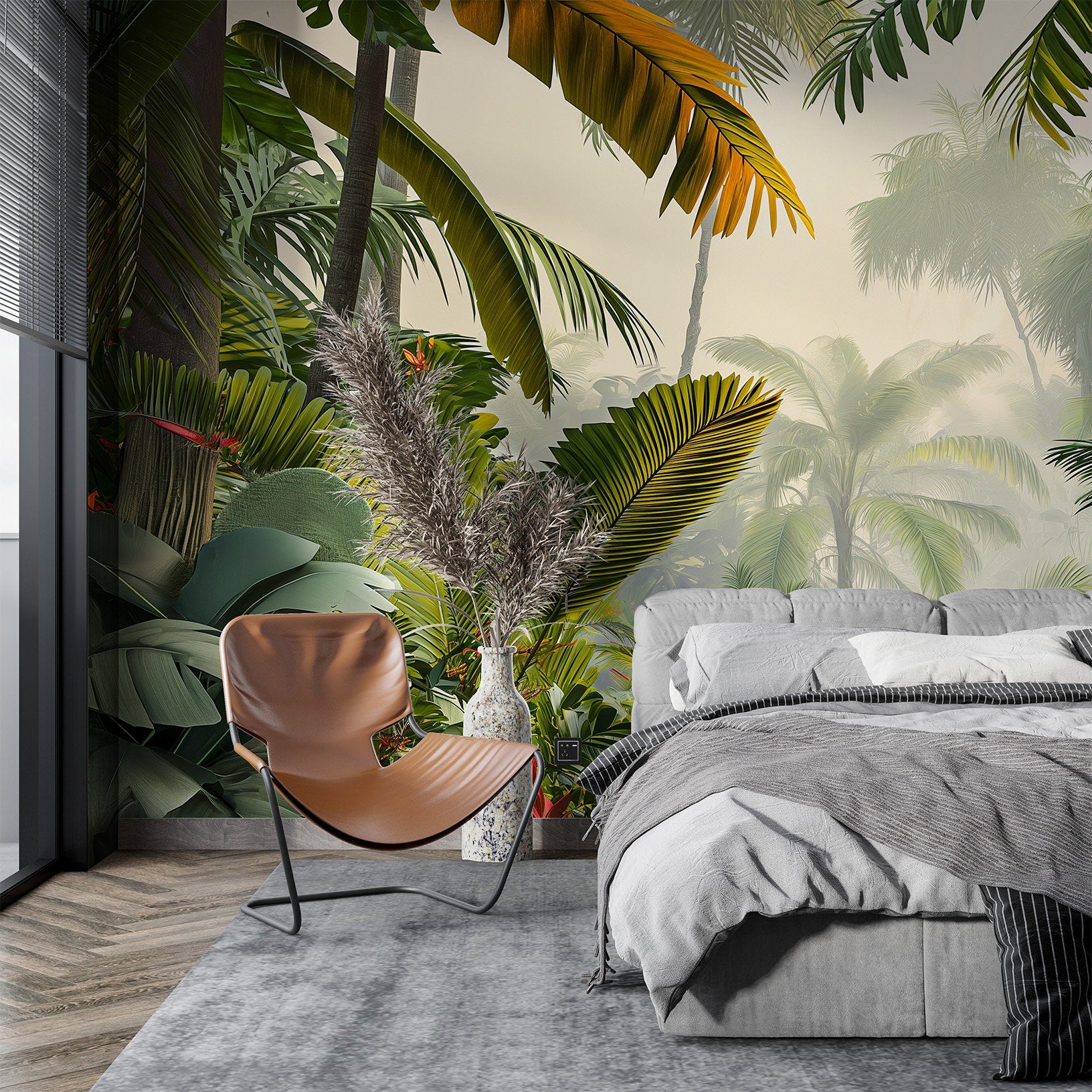 Palm Tree Tropical Decor Tropical Wallpaper – room setting, Golden Era Walls