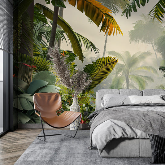 Palm Tree Tropical Decor Tropical Wallpaper – room setting, Golden Era Walls