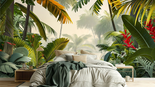 Palm Tree Tropical Decor Tropical Wallpaper – lifestyle view, Golden Era Walls