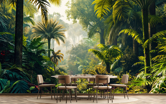 Tropical Rainforest Palm Tree Tropical Wallpaper – peel and stick wallpaper mural, Golden Era Walls