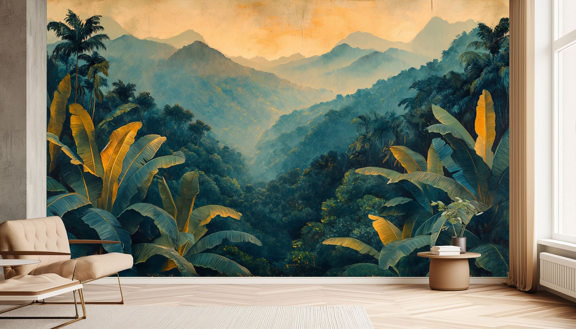 Rainforest Quick Decor Jungle Tropical Wallpaper – lifestyle view, Golden Era Walls