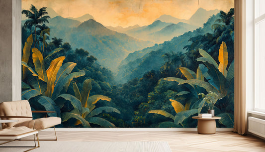 Rainforest Quick Decor Jungle Tropical Wallpaper – lifestyle view, Golden Era Walls