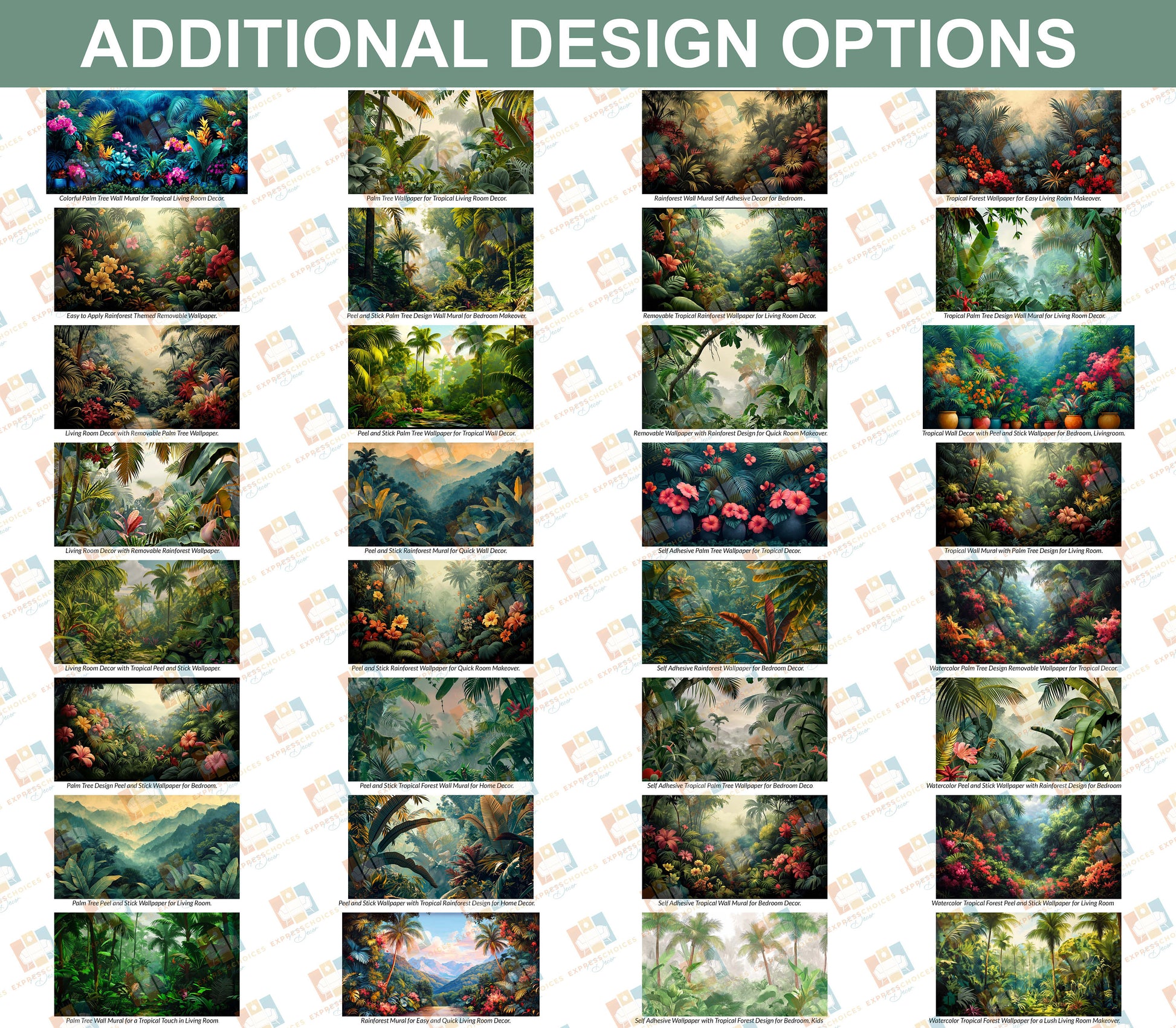 Tropical Rainforest Design Home Tropical Wallpaper – detail view, Golden Era Walls