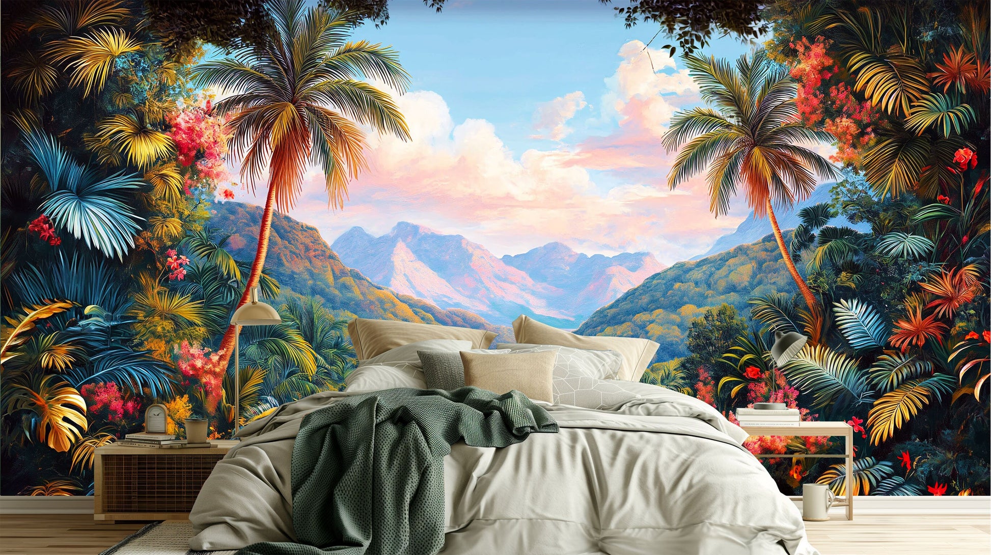 Rainforest Easy Quick Decor Tropical Wallpaper – room setting, Golden Era Walls