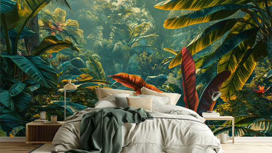 Self Adhesive Rainforest Decor Tropical Wallpaper – peel and stick wallpaper mural, Golden Era Walls