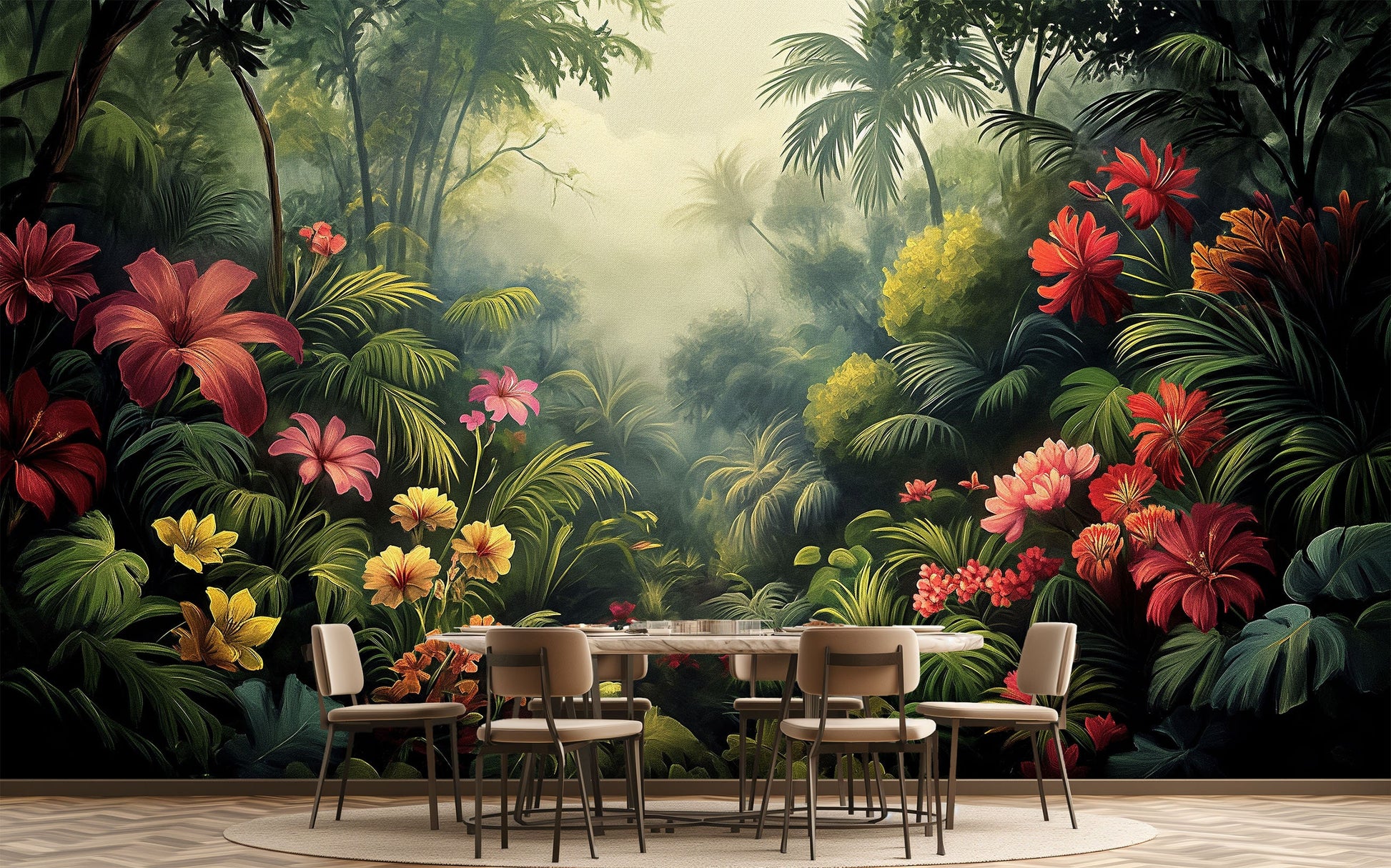 Self Adhesive Tropical Decor Tropical Wallpaper – lifestyle view, Golden Era Walls