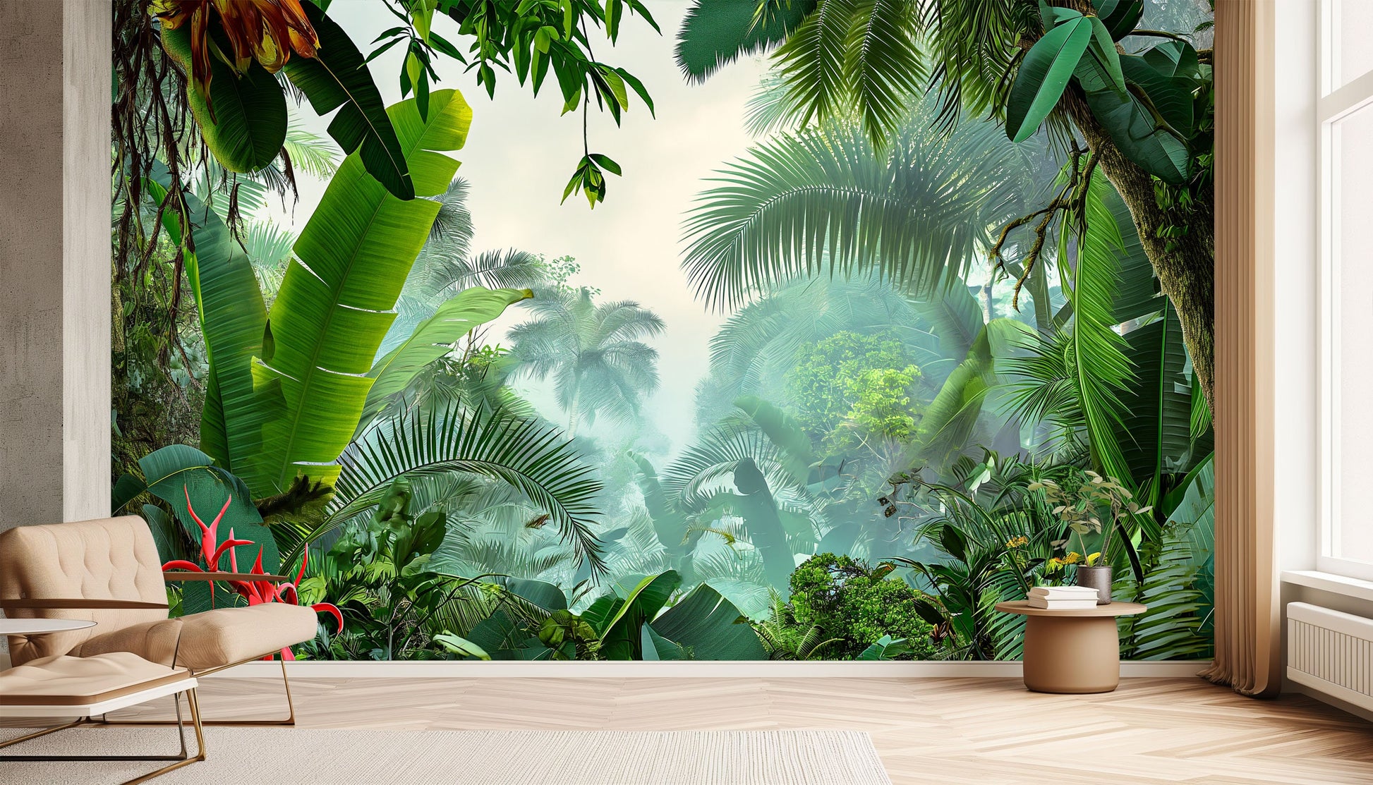 Tropical Palm Tree Design Tropical Wallpaper – room setting, Golden Era Walls