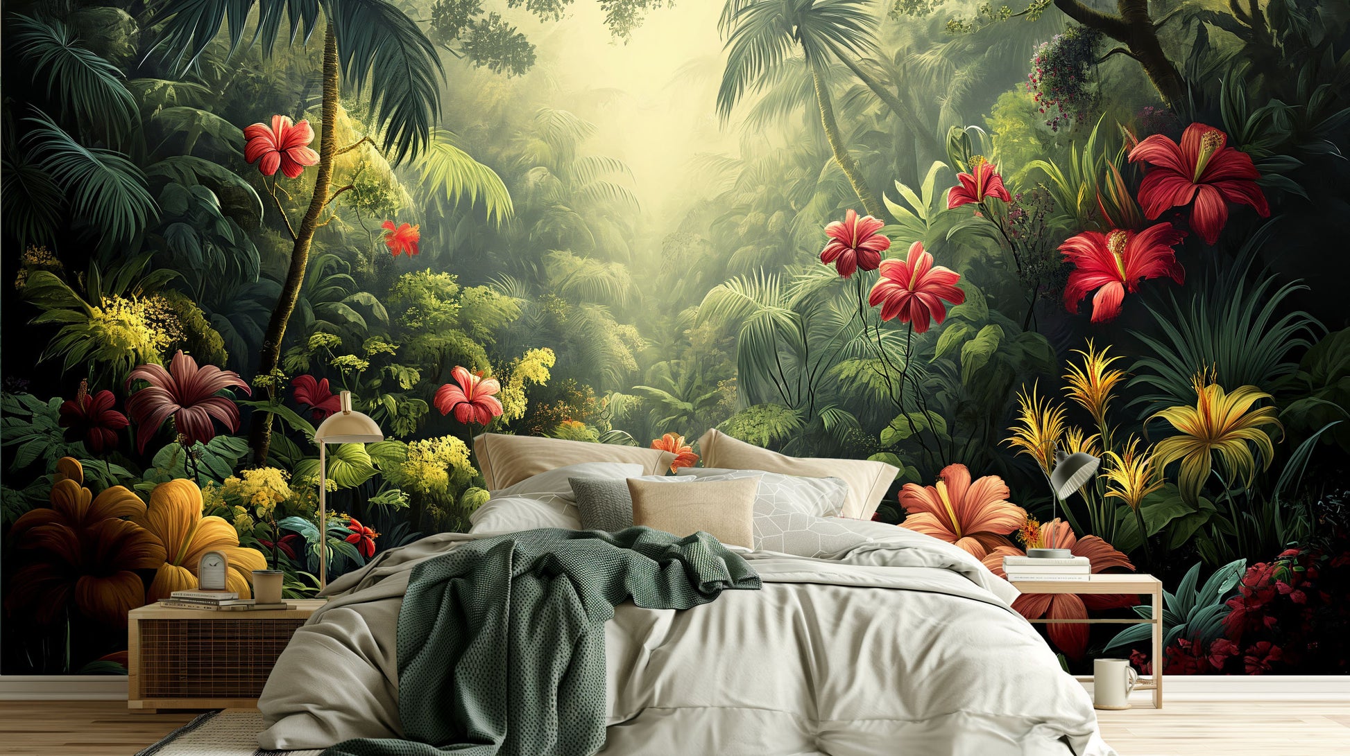 Tropical Palm Tree Design Tropical Wallpaper – lifestyle view, Golden Era Walls