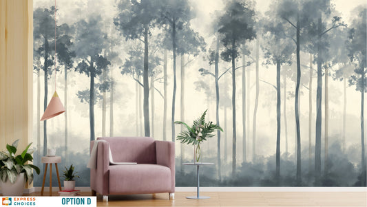 Watercolor Forest Hand Paint Wallpaper – detail view, Golden Era Walls