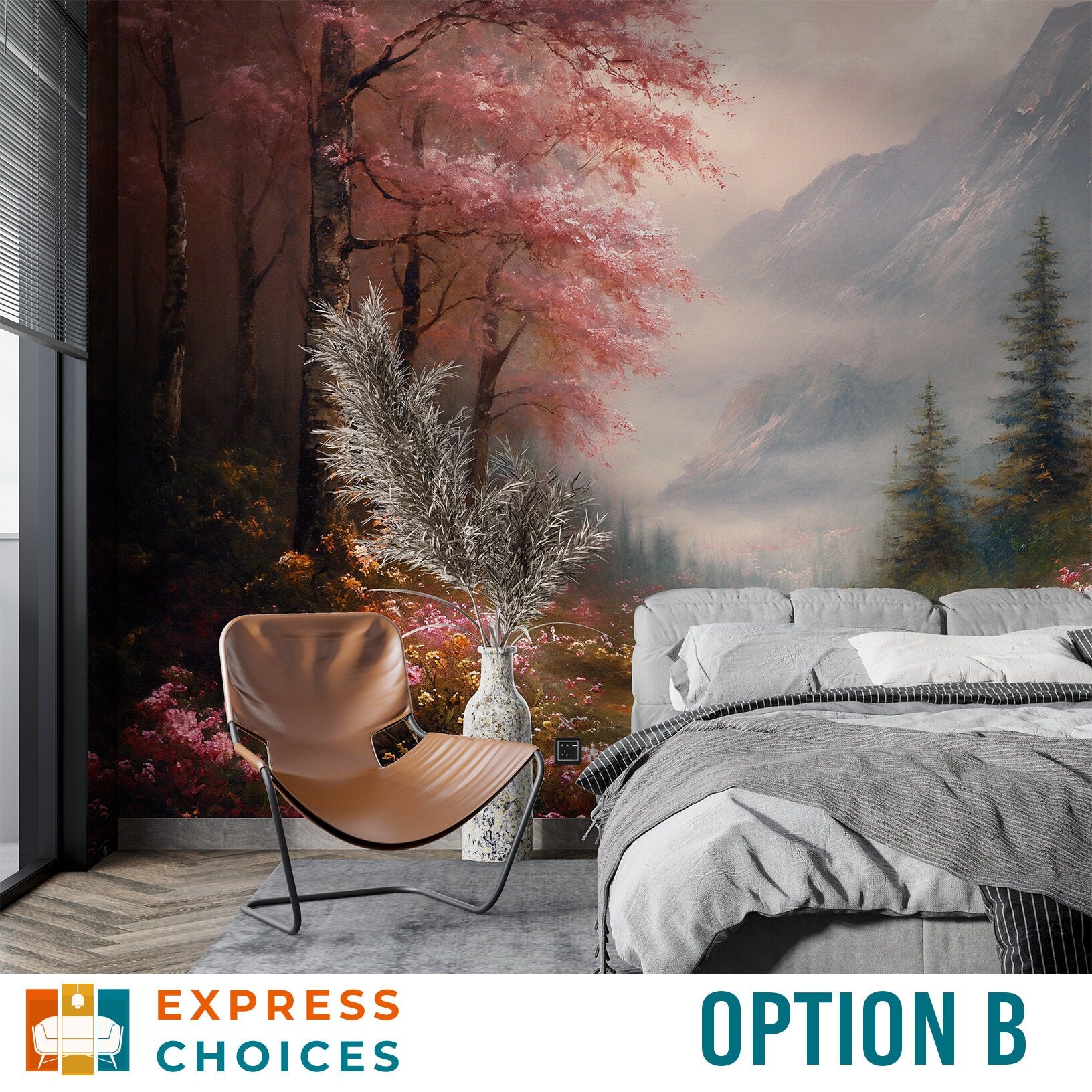 Watercolor Serene Mystical Landscape Wallpaper – alternate view, Golden Era Walls