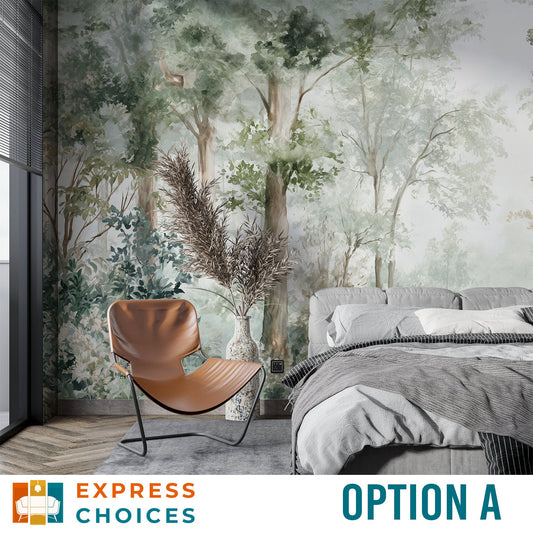 Woodland Animals Mountain Forest Wallpaper – lifestyle view, Golden Era Walls