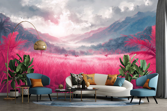 Surreal Digital Art Vibrant Wallpaper – detail view, Golden Era Walls