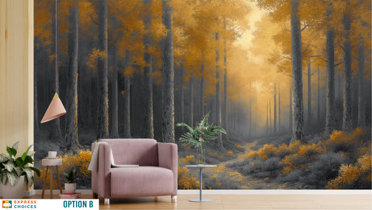 Gold Tree Forest View Wallpaper – detail view, Golden Era Walls