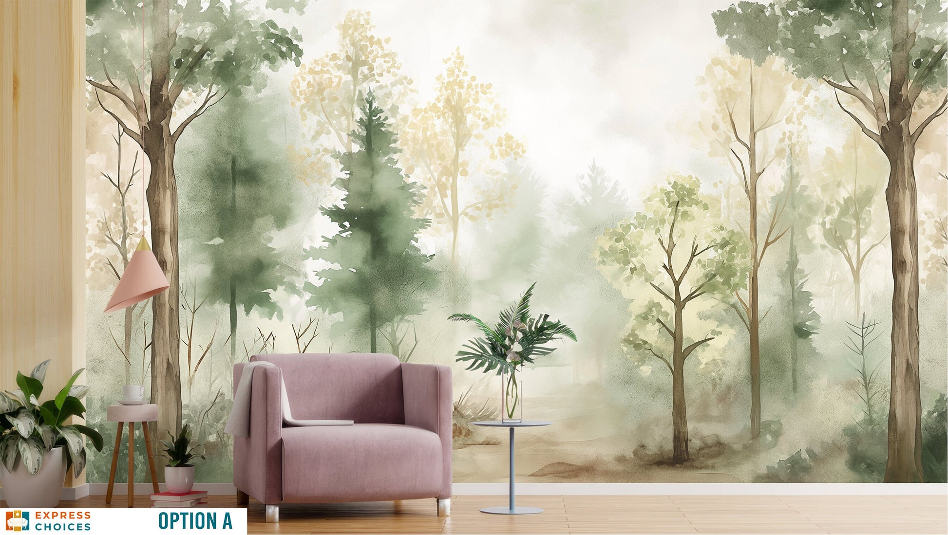 Winter Forest Coastal Wallpaper – peel and stick wallpaper mural, Golden Era Walls