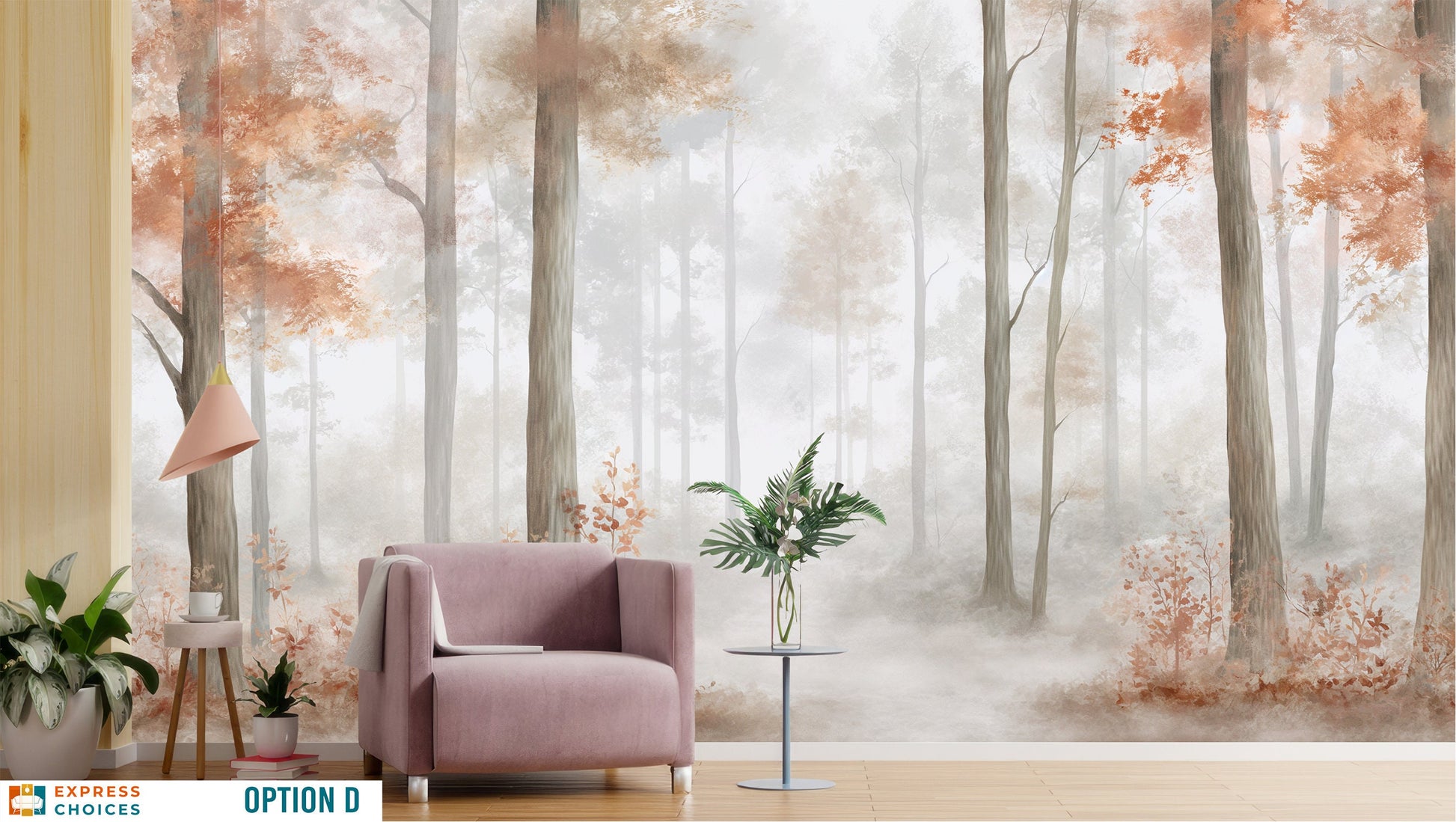 Winter Forest Coastal Wallpaper – detail view, Golden Era Walls