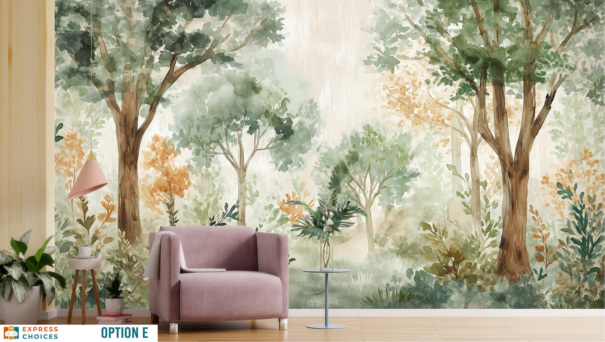 Winter Forest Coastal Wallpaper – scale reference, Golden Era Walls