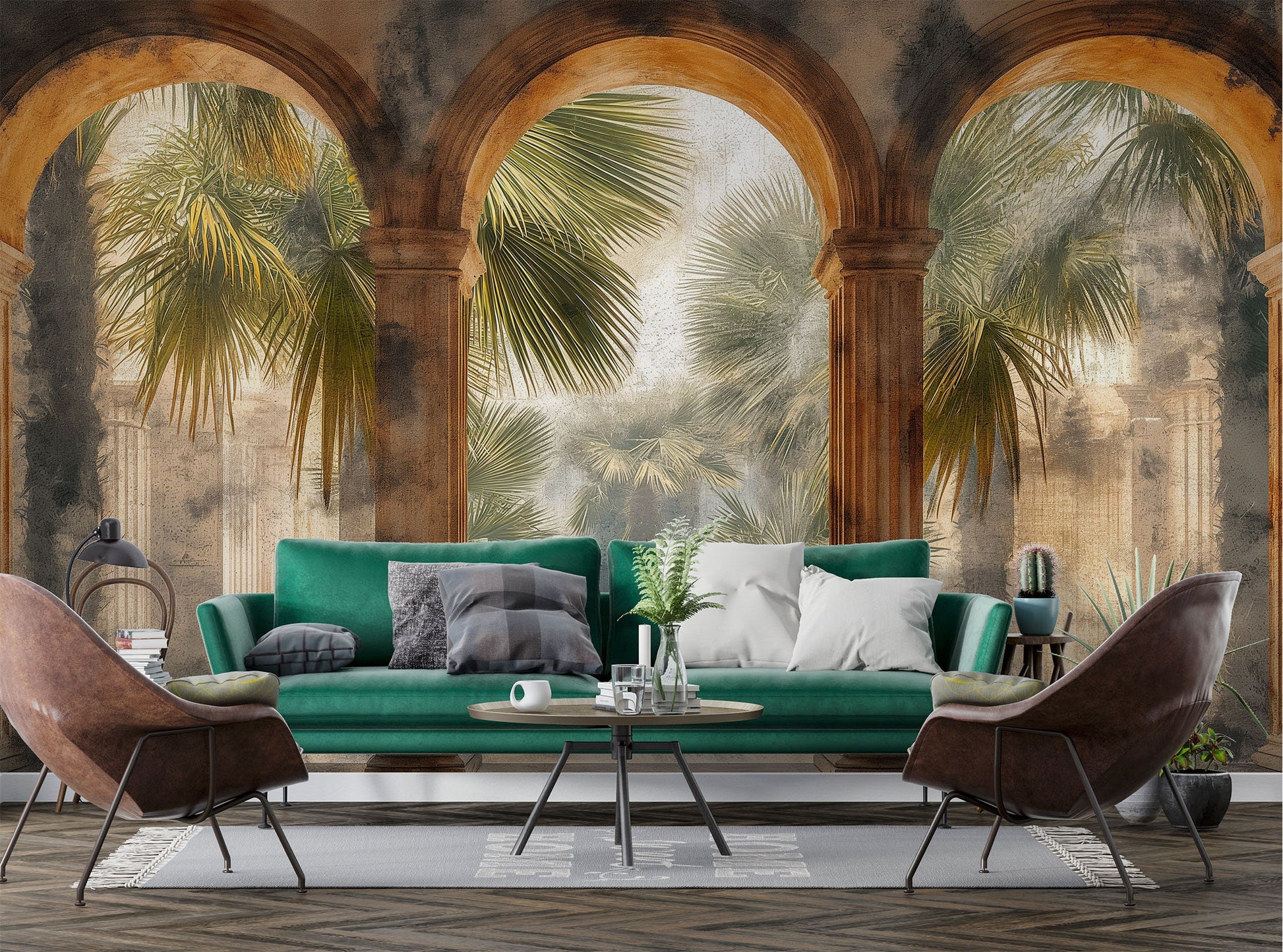 Self Adhesive Old Style Tropical Wallpaper – scale reference, Golden Era Walls
