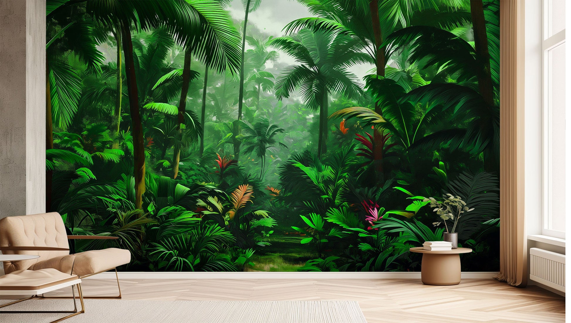 Palm Tree Tropical Touch Tropical Wallpaper – lifestyle view, Golden Era Walls