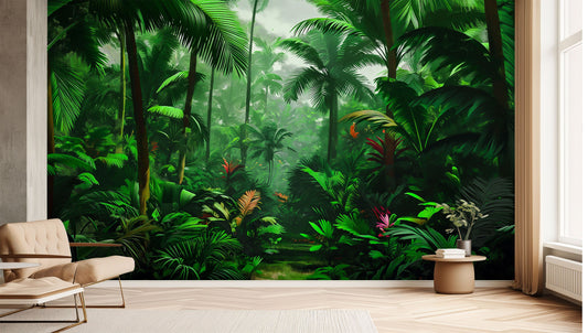 Palm Tree Tropical Touch Tropical Wallpaper – lifestyle view, Golden Era Walls