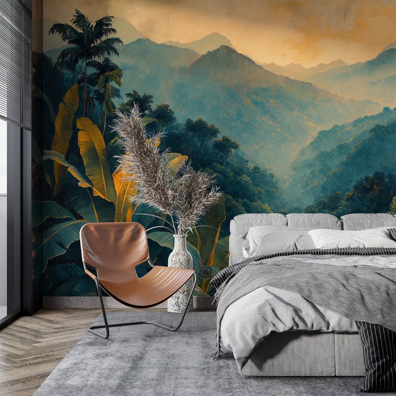 Rainforest Quick Decor Jungle Tropical Wallpaper – room setting, Golden Era Walls