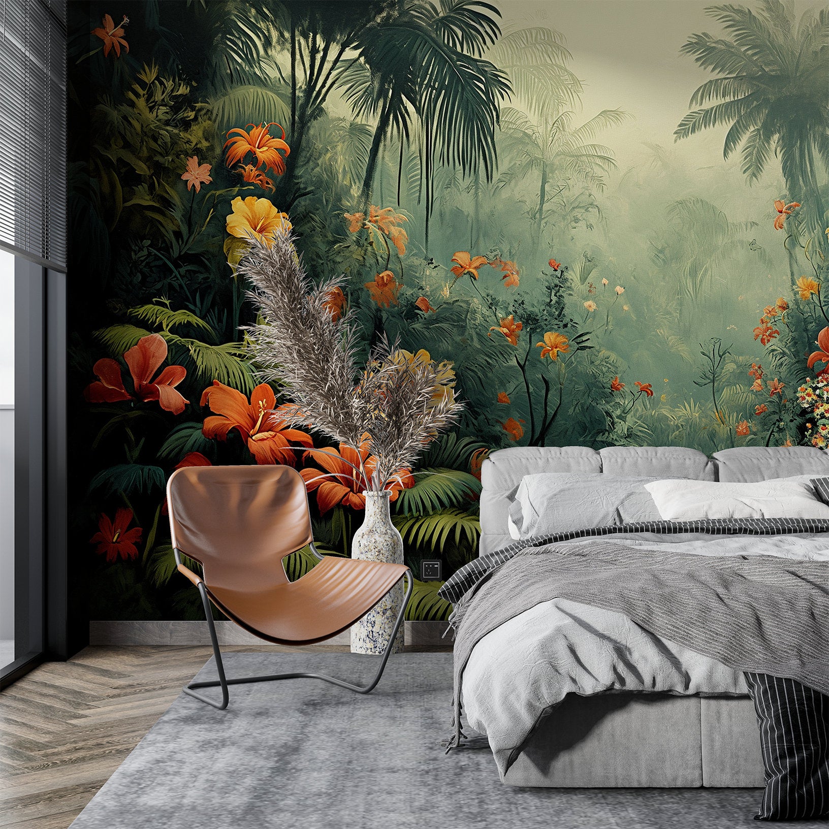 Rainforest Quick Makeover Lush Floral Wallpaper – detail view, Golden Era Walls