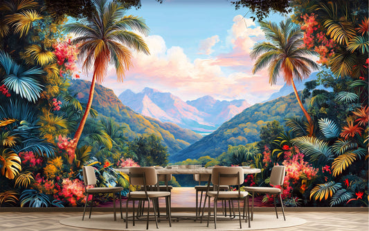 Rainforest Easy Quick Decor Tropical Wallpaper – peel and stick wallpaper mural, Golden Era Walls