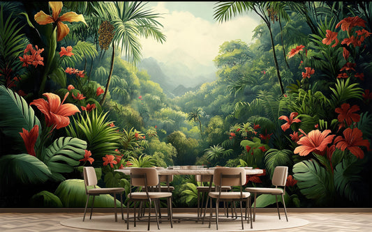 Tropical Rainforest Decor Tropical Wallpaper – peel and stick wallpaper mural, Golden Era Walls