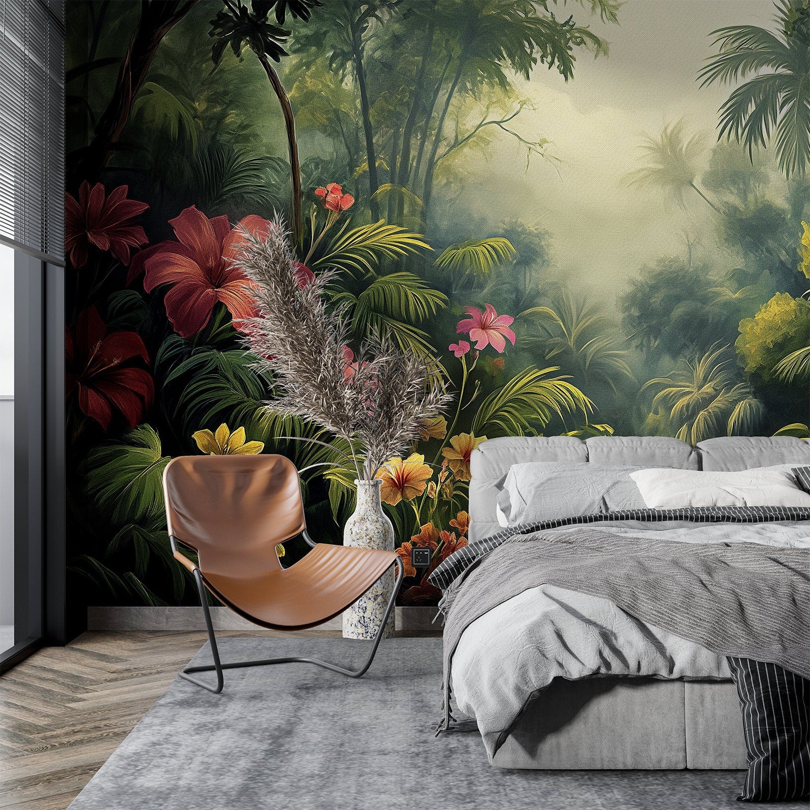 Self Adhesive Tropical Decor Tropical Wallpaper – detail view, Golden Era Walls