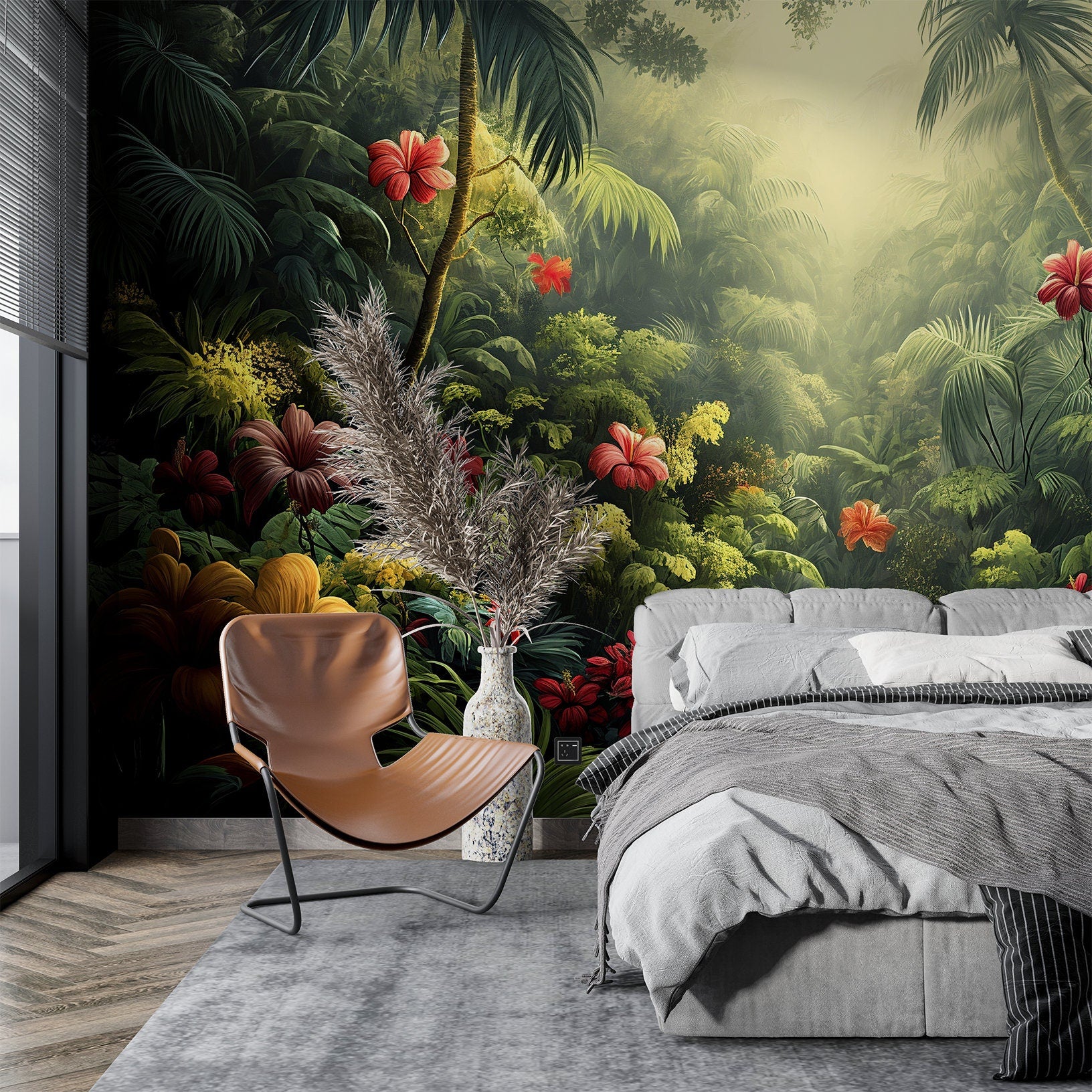 Tropical Palm Tree Design Tropical Wallpaper – detail view, Golden Era Walls