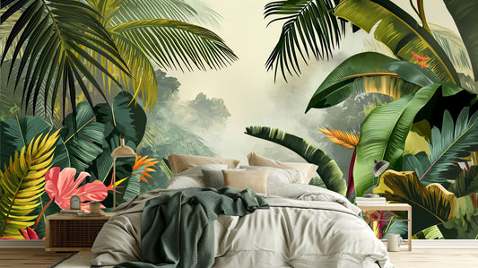 Tropical Forest Landscape Tropical Tropical Wallpaper – peel and stick wallpaper mural, Golden Era Walls