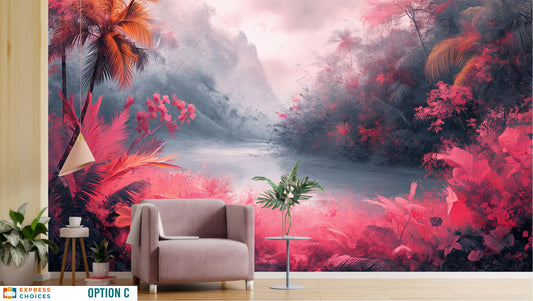Watercolor Serene Mystical Landscape Wallpaper – lifestyle view, Golden Era Walls