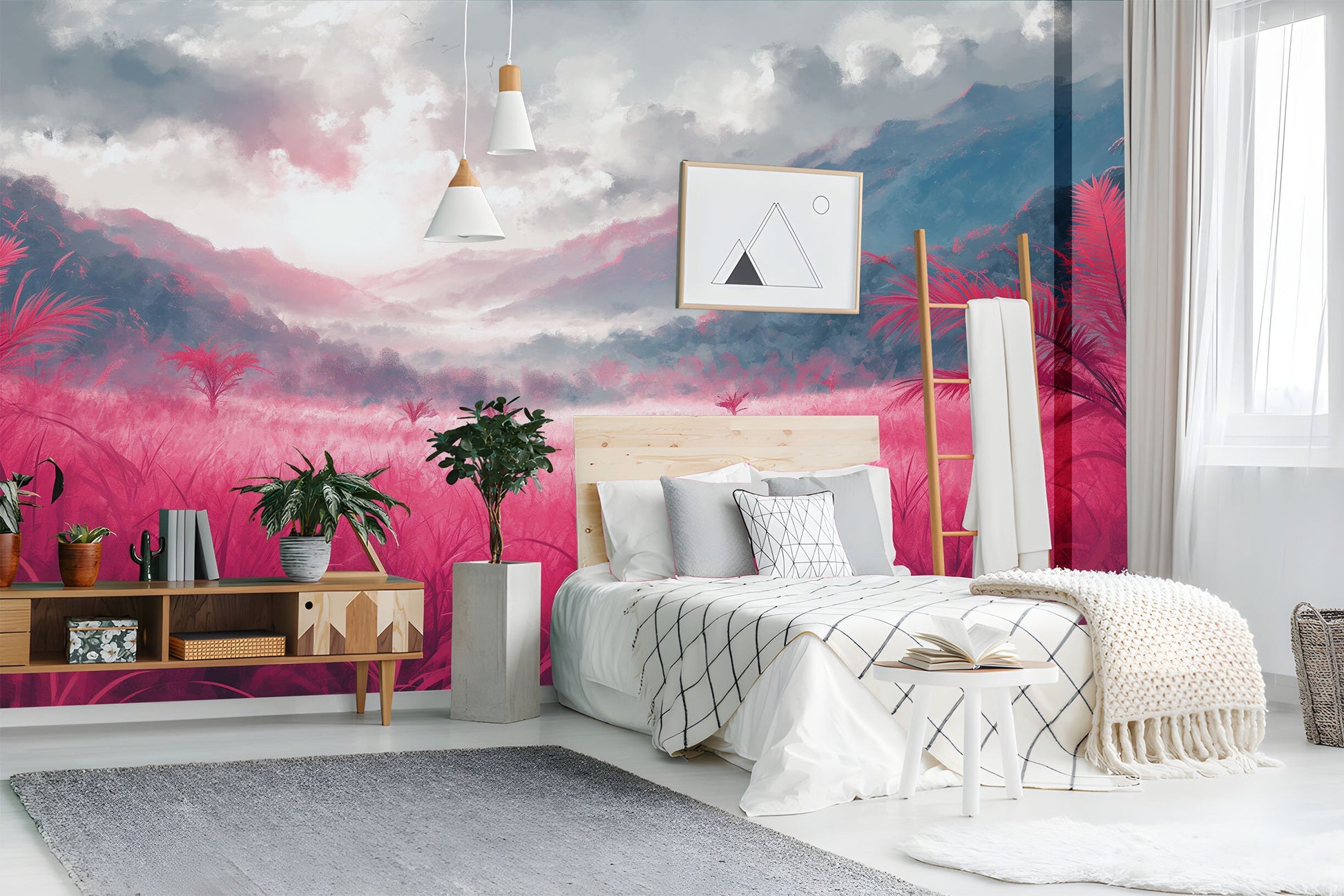 Surreal Digital Art Vibrant Wallpaper – lifestyle view, Golden Era Walls
