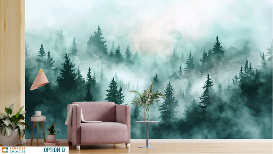 Forest Woodland Forest Watercolor Wallpaper – detail view, Golden Era Walls