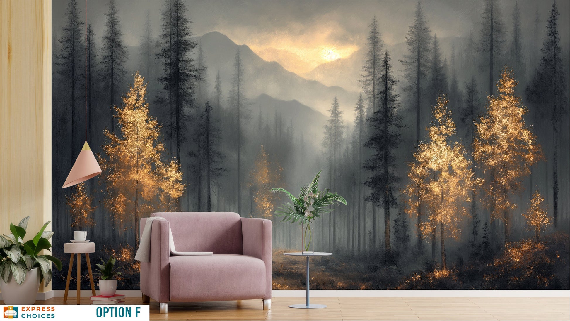 Gold Tree Forest View Wallpaper – alternate view, Golden Era Walls