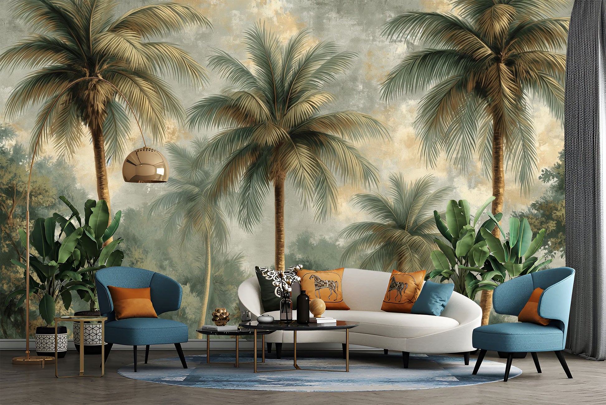 Beach Geometric Wallpaper – scale reference, Golden Era Walls