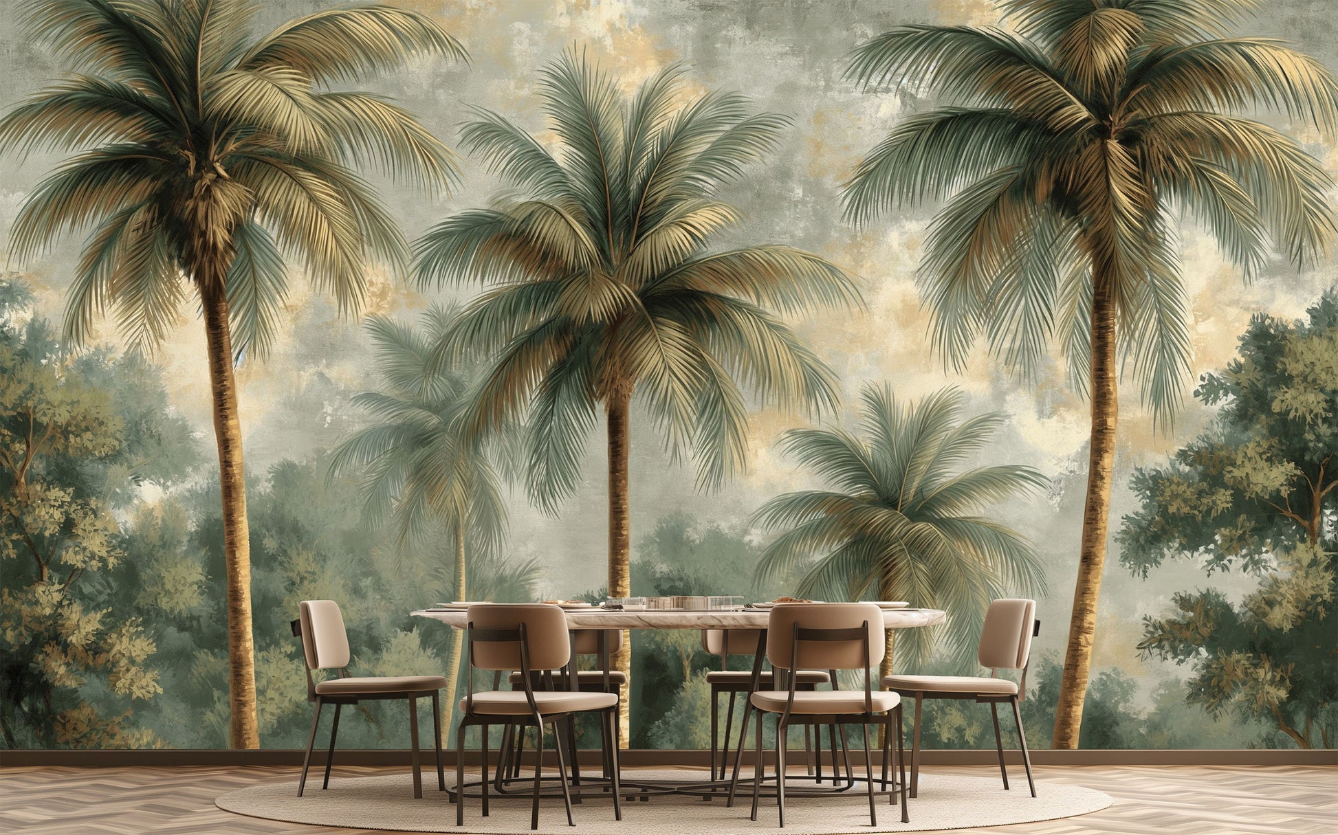 Beach Geometric Wallpaper – room setting, Golden Era Walls