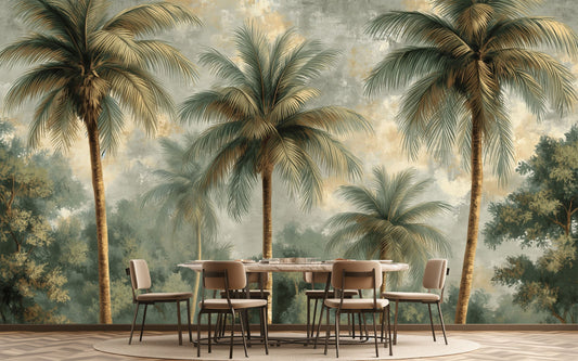 Beach Geometric Wallpaper – room setting, Golden Era Walls