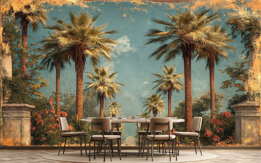 DIY Tropical Decor Fun Geometric Wallpaper – peel and stick wallpaper mural, Golden Era Walls