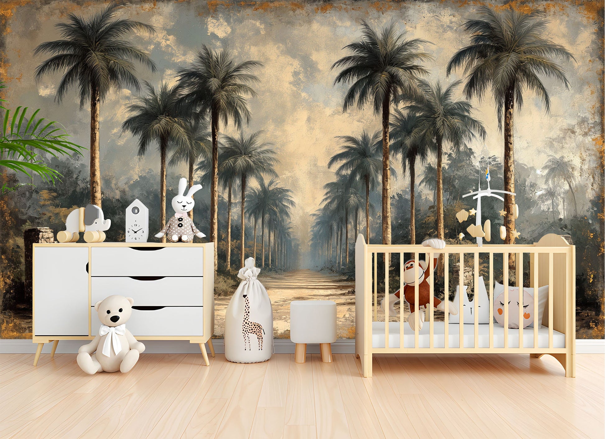 Dreamy Forest Vibes Non Geometric Wallpaper – scale reference, Golden Era Walls