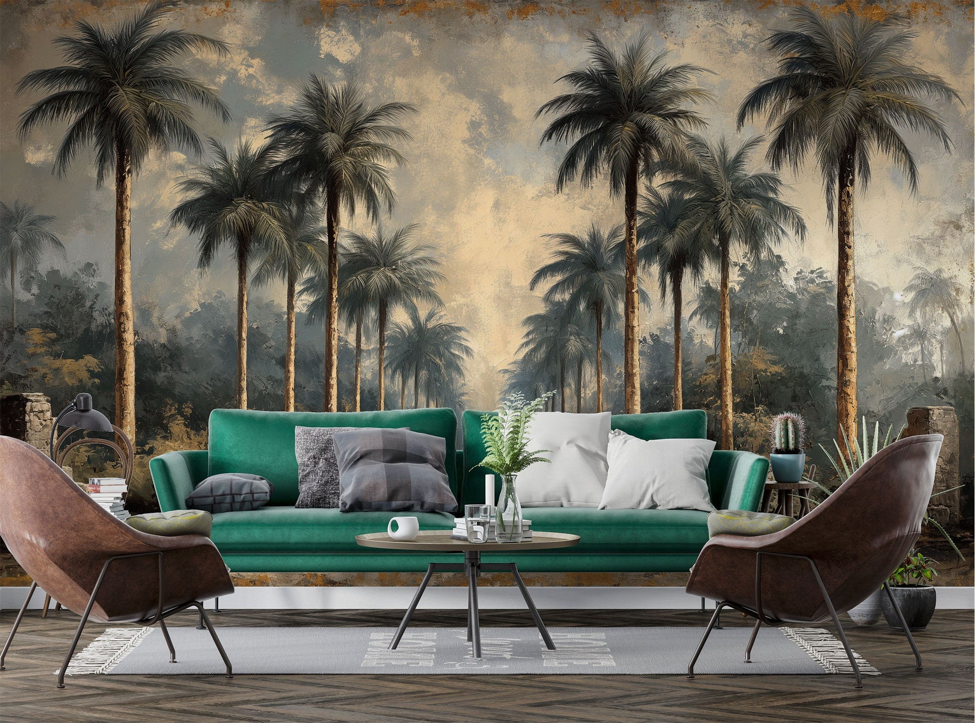 Dreamy Forest Vibes Non Geometric Wallpaper – room setting, Golden Era Walls