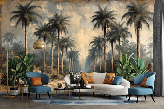Dreamy Forest Vibes Non Geometric Wallpaper – peel and stick wallpaper mural, Golden Era Walls