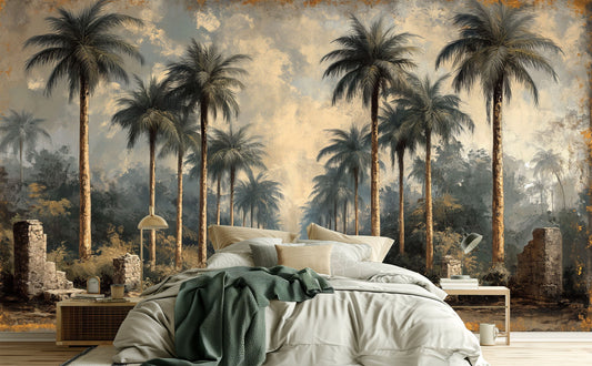 Dreamy Forest Vibes Non Geometric Wallpaper – lifestyle view, Golden Era Walls