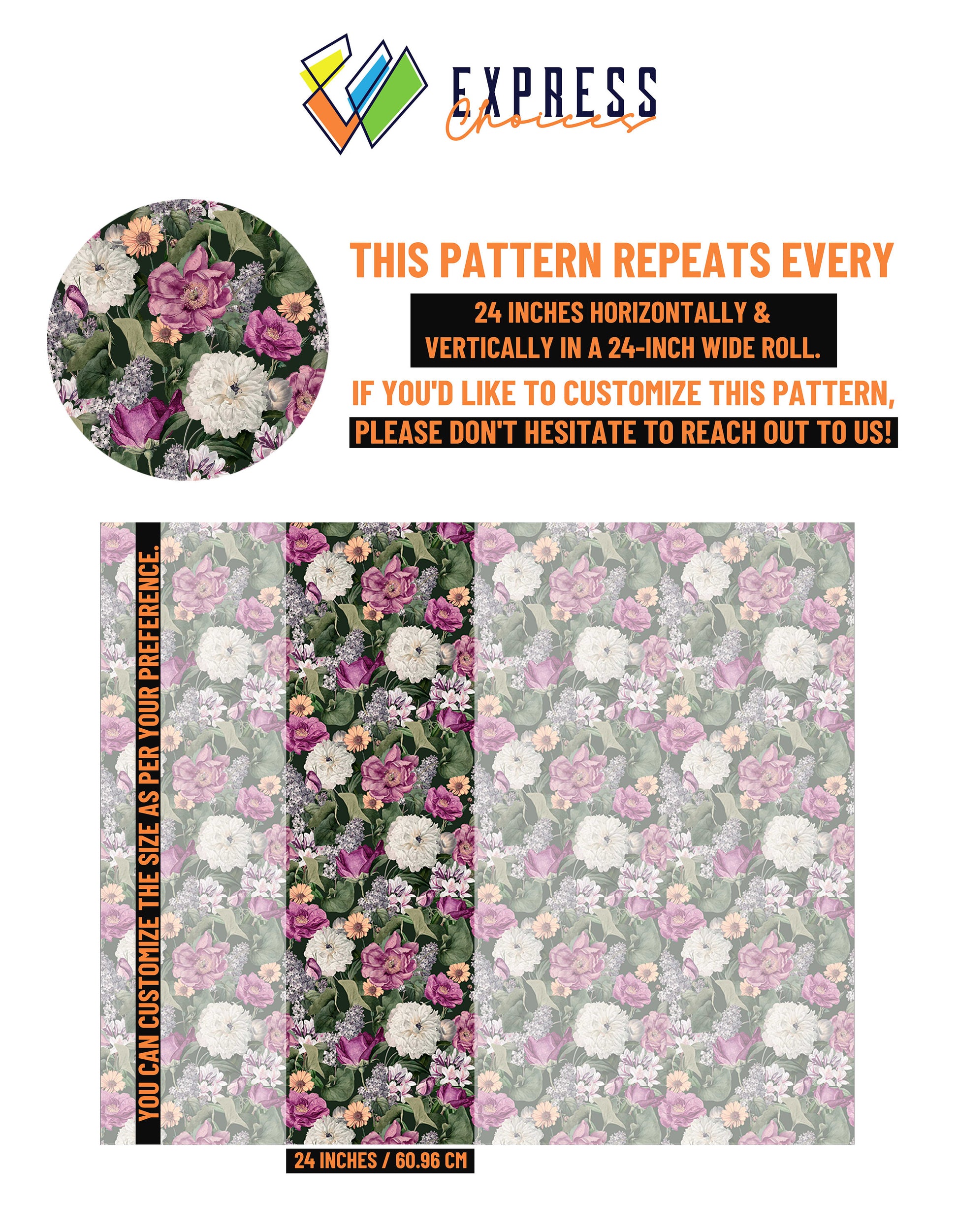 Botanical Colorful Floral Covering Floral Wallpaper – scale reference, Golden Era Walls