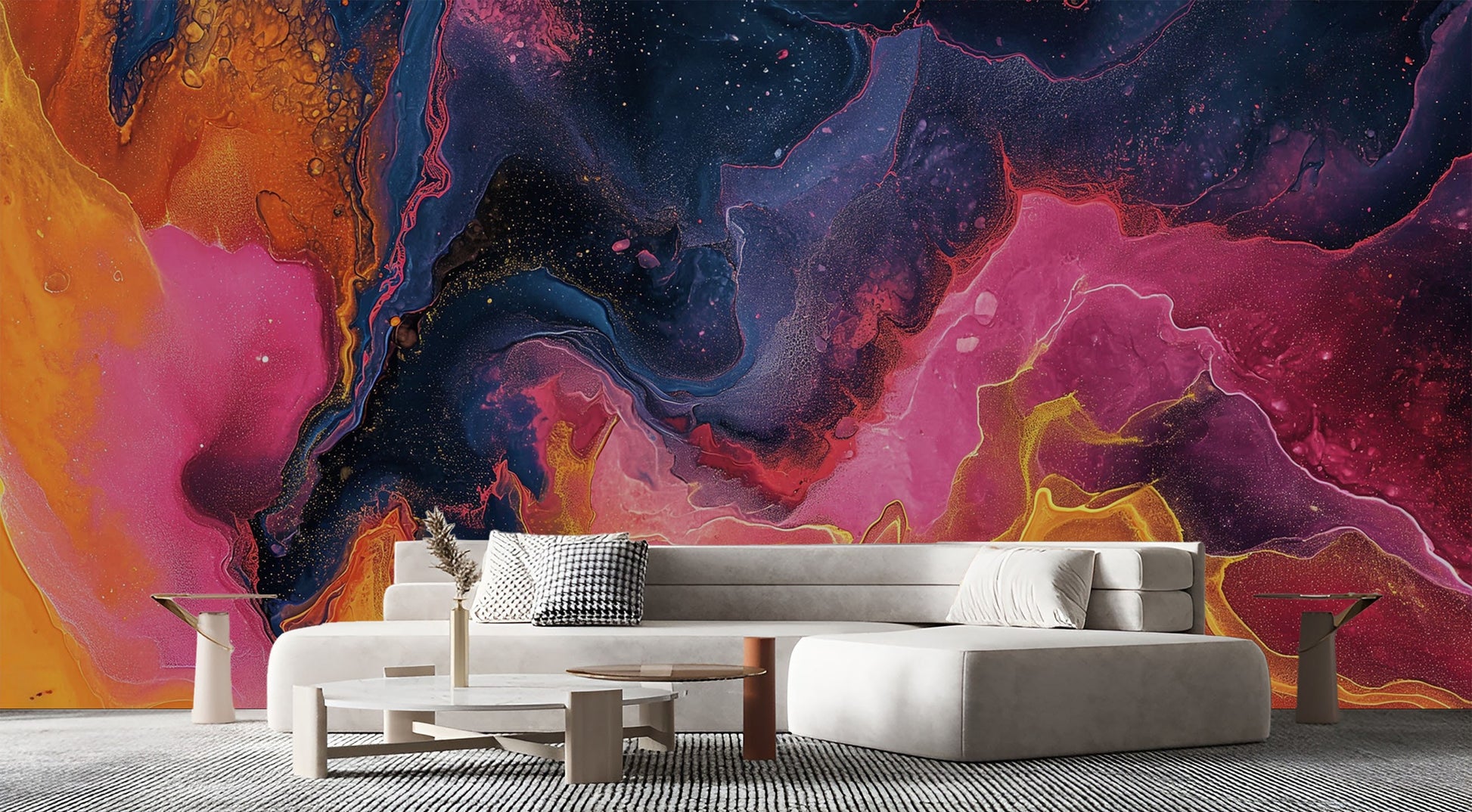 Colorful Abstract Easy Apply Geometric Wallpaper – lifestyle view, Golden Era Walls