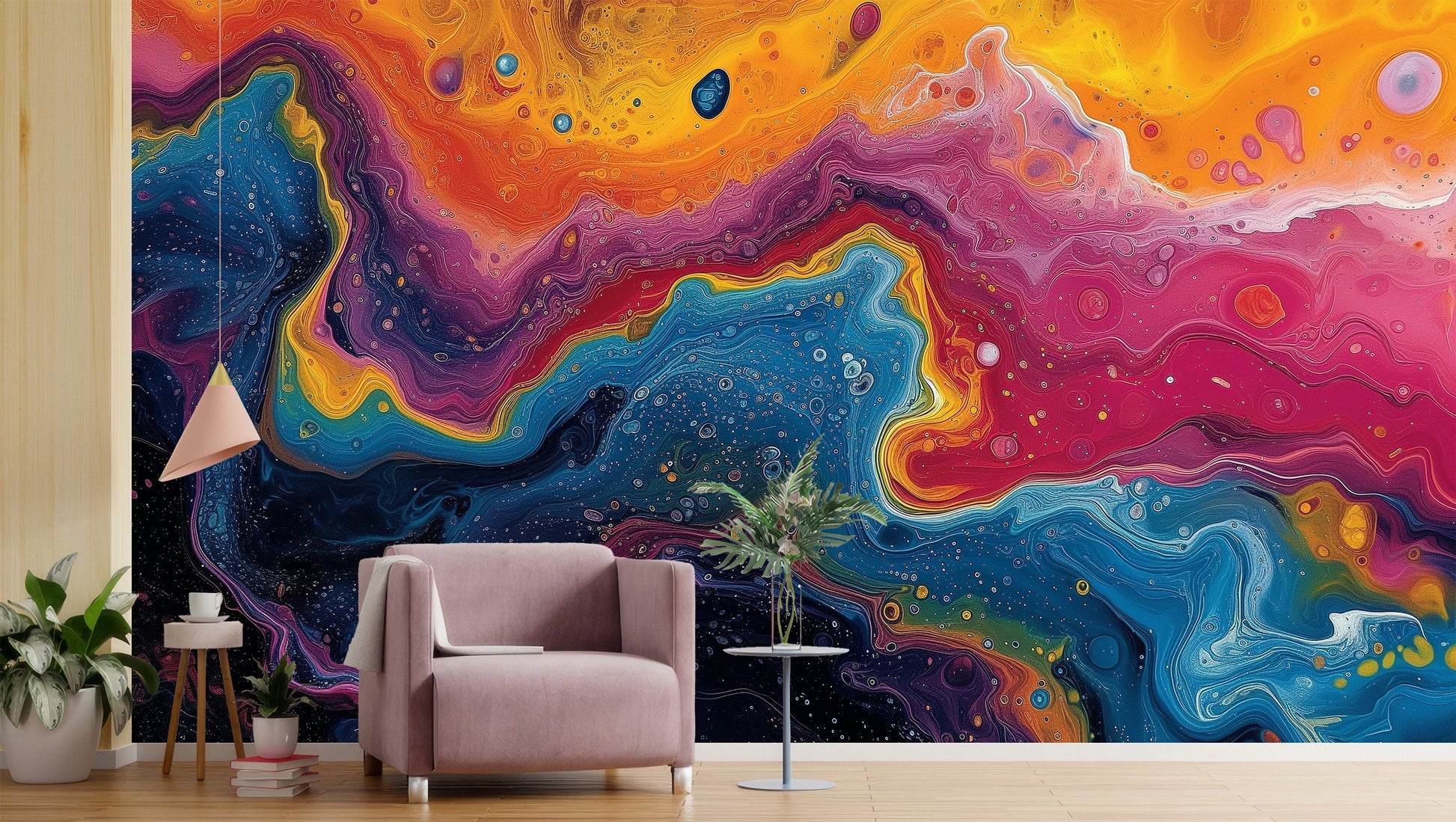 Modern Abstract Easy Home Geometric Wallpaper – scale reference, Golden Era Walls