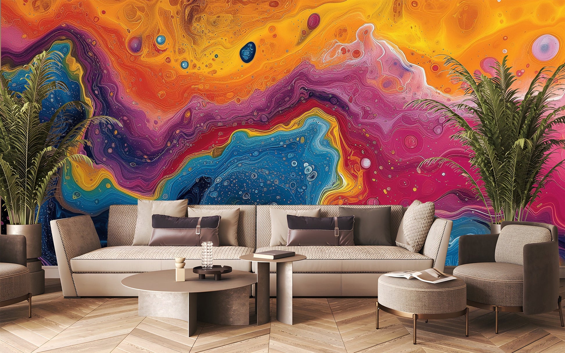 Modern Abstract Easy Home Geometric Wallpaper – detail view, Golden Era Walls